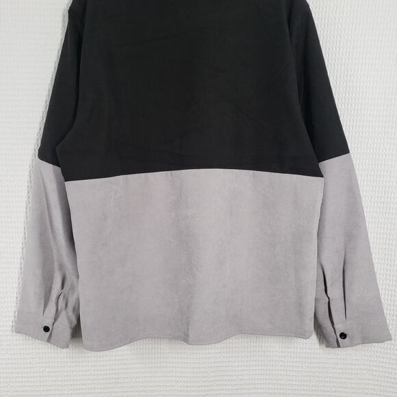 Go Destination Casual Button-Up Shirt Mens Large Gray Black Two Tone Long Sleeve - Picture 15 of 16